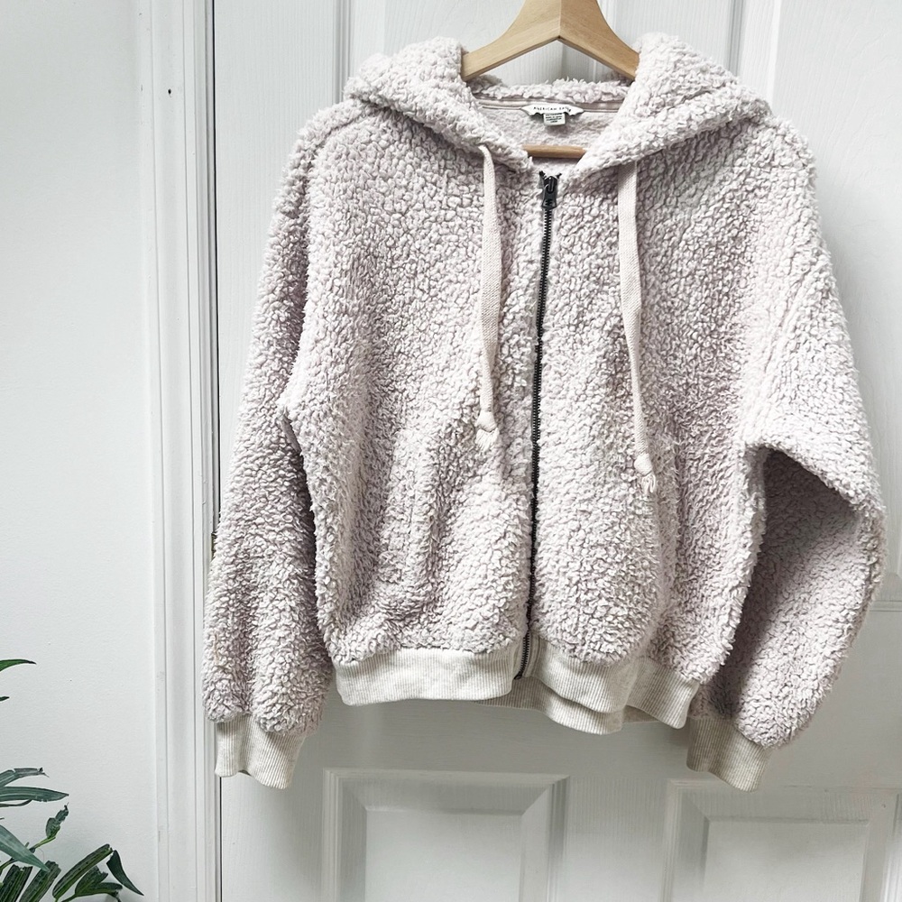 American Eagle Teddy Sherpa Fleece Zip Up Jacket